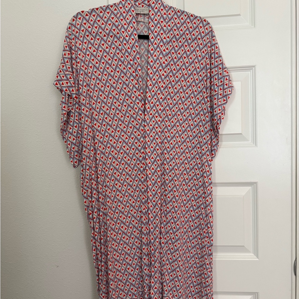 Dress Forum Orange and Blue Patterned Kimono